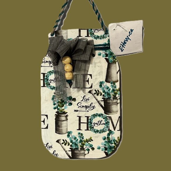 Mason Jar Hanging Wall Decor (Green home with brown beads) - Picture 4 of 5